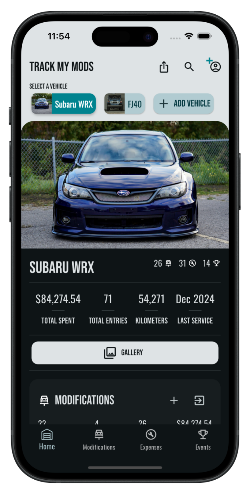 Screenshot of the Track My Mods - TMM App's home page